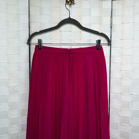 J. Crew Women’s Hot Pink Pleated Midi Skirt Size 00 Barbie Pink Preppy Classy - Picture 5 of 12